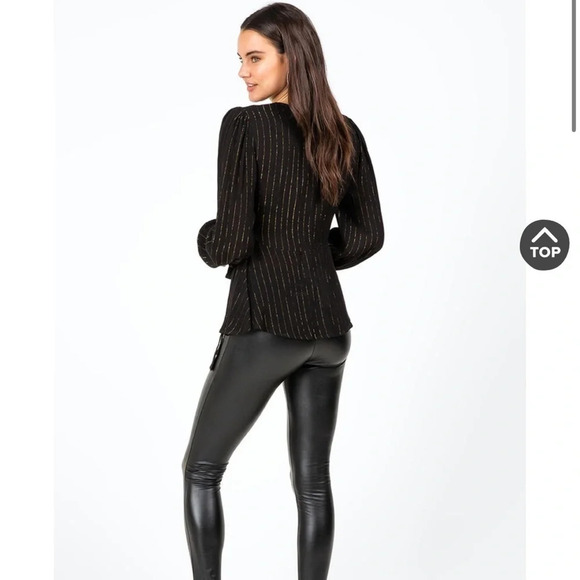 Francesca’s Karlena Stripe Faux Wrap Blouse - Picture 3 of 9